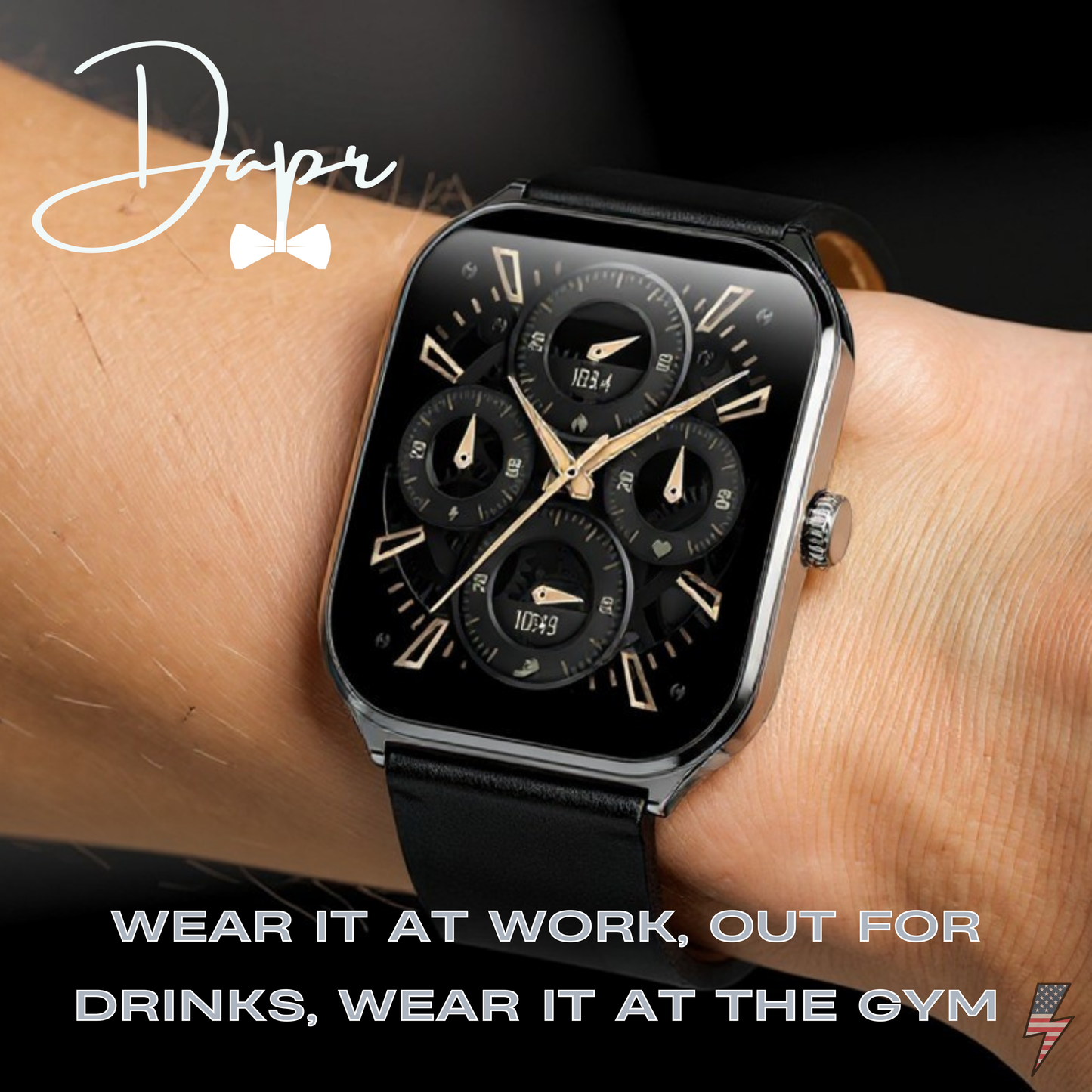 Dapr Watches- Ultra thin smartwatch 7.5mm, Bluetooth, Heart rate and Oxygen sensors, Text and Phone calls
